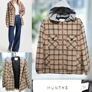 🔥🔥 Munthe READING JACKET OUTERWEAR Coat Insulated flannel Shacket Size 34